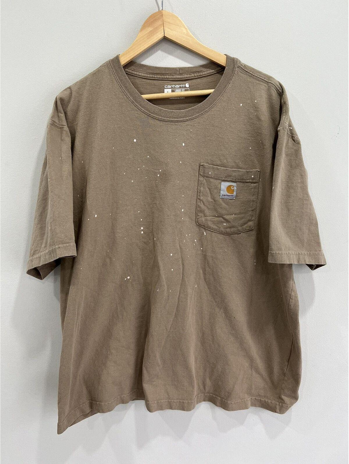 Vtg Carhartt Tee Shirt Pocket Blank Bleach Paint Splatter